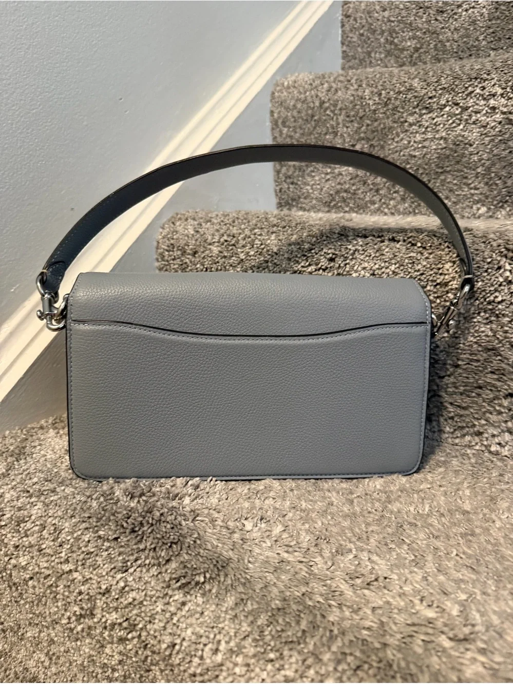 Coach Tabby Shoulder Bag 26 in the Grey Blue colorway.